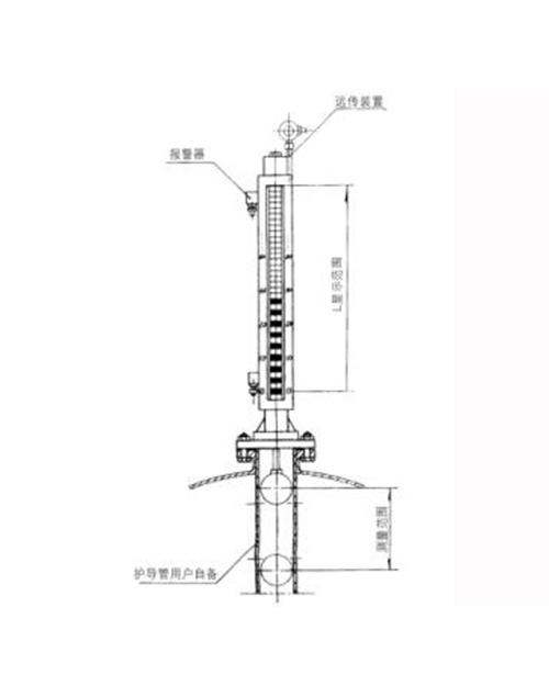 UQZ-55Z系列頂裝式(底裝式) 磁翻柱液位計(jì)畫(huà)線(xiàn)圖